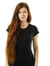 Beautiful redhead wearing blank black shirt Royalty Free Stock Photo