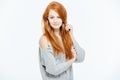 Beautiful redhead woman looking at camera Royalty Free Stock Photo