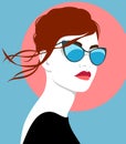 Beautiful redhead woman wearing sunglasses Royalty Free Stock Photo