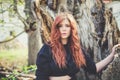 Beautiful redhead young woman outdoor portrait Royalty Free Stock Photo