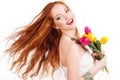 Beautiful redheaded girl with flying hair Royalty Free Stock Photo