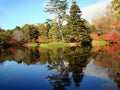 Lake and trees in Asticou Azalea Garden, Maine Royalty Free Stock Photo