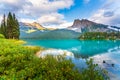 Beautiful reflection at Emerald Lake in Yoho National Park, British Columbia, Canada Royalty Free Stock Photo