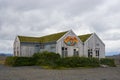 Beautiful Reflection of Houses, Church, Highway and Rainbow Road in Seydisfjordur Town in Iceland in August