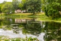 Beautiful reflection in Lake Sacajawea in Kelso Royalty Free Stock Photo