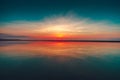 Beautiful reflection of the sunset in the ocean captured in Vrouwenpolder, Netherlands