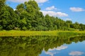 Beautiful reflection of the trees and clouds in a lake on a sunny summer day Royalty Free Stock Photo