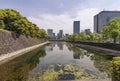 Beautiful reflection on the water of Chiyoda district and Imperial Palace of Tokyo, Japan Royalty Free Stock Photo