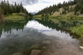 Beautiful reflections in one of the picturesque lakes in The Valley Of The Five Lakes near Jasper, Alberta, Canada