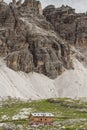 Alpine Hut `Lavaredo` Dolomites, European Alps, Italy Royalty Free Stock Photo