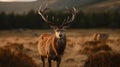 A majestic deer standing in the middle of a meadow created with Generative AI