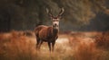 A majestic deer standing in the middle of a meadow created with Generative AI