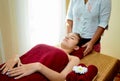 Relaxing woman getting spa massage Royalty Free Stock Photo