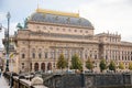 Beautiful Renaissance building of Prague National Theatre, view from the Vltava river in autumn, Prague, Czech Republic, Bohemia Royalty Free Stock Photo