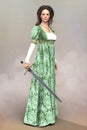 Beautiful Renaissance Woman Holding a Sword