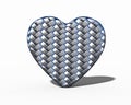 Braided Steel Heart on white background with shadow