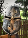 A beautiful replica of a crusader helmet, ideal for combat. The helmet was worn in combination with an annula