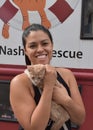 Happy Woman with Kitten at Nashville Cat Rescue Pet Adoption Oktoberfest Event