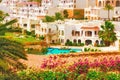 Beautiful resort hotel building in the Red Sea of Egypt Royalty Free Stock Photo