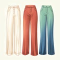 beautiful retro High-waisted pants clipart illustration