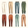 beautiful retro High-waisted pants clipart illustration