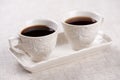 Beautiful retro pair of coffee cups, with coffee