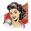 Beautiful retro pinup girl style for your logo, t-shirt, label design or patch Royalty Free Stock Photo