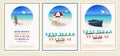 Beautiful retro set. Vintage seaside view minimalistic advertising poster. Vector background.