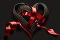 Beautiful Ribbon red color, san valentine gift decoration, post card. Generative AI Royalty Free Stock Photo