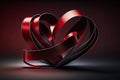 Beautiful Ribbon red color, san valentine gift decoration, post card. Generative AI Royalty Free Stock Photo