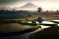 Beautiful rice terraces in Bali Indonesia. 3d render
