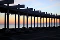 Beautiful rich panorama of the sea landscape in the rays of the setting sun over the horizon. Calm sea at sunset Royalty Free Stock Photo