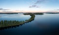 Beautiful ridge road between lakes in Saimaa in summer in Finland Royalty Free Stock Photo