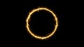 Beautiful ring of fire on black background. Abstract solar fire circle. Gradually appearing burning ring of fire.