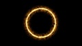 Beautiful ring of fire on black background. Abstract solar fire circle. Gradually appearing burning ring of fire.