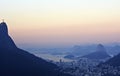 Beautiful Rio de Janeiro Sunset View from Vista Chinesa (Chinese Lookout) - Corcovado, Sugarloaf and Guanabara Bay Royalty Free Stock Photo