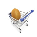 Beautiful ripe kiwi fruit lies in a shopping cart isolated on a white background