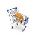 Beautiful ripe kiwi fruit lies in a shopping cart isolated on a white background