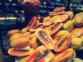 Ripe Papayas fruits for sell in supermarket in Mexico Royalty Free Stock Photo