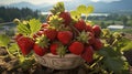 Beautiful ripe red strawberries close up