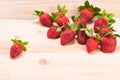 Beautiful ripe strawberry on a light table, the bottom a place for a label Royalty Free Stock Photo