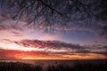 Beautiful rising sun and clouds in the Netherlands