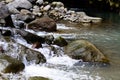 Beautiful River clear water flowing through stones and rocks