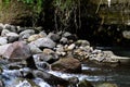 Beautiful River clear water flowing through stones and rocks