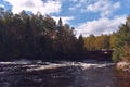 Beautiful river flowing into a wild fishing lake in Quebec