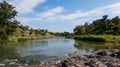 Beautiful River Landscape with blue sky at forest near Indore,India Royalty Free Stock Photo