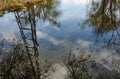 Beautiful river landscape. Reflection in the water of the river Royalty Free Stock Photo