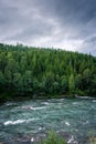 Beautiful river in Lapland under the midnight sun,  Norway Royalty Free Stock Photo