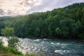 Beautiful river in Lapland under the midnight sun,  Norway Royalty Free Stock Photo