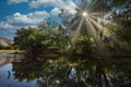 Beautiful river, a lot of greenery and trees Royalty Free Stock Photo